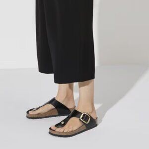 Birkenstock Gizeh Big Buckle Natural Leather Patent - High Shine Black Sz 40
